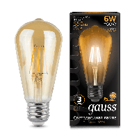 Лампа Gauss LED Filament ST64 E27 6W Golden 2400К