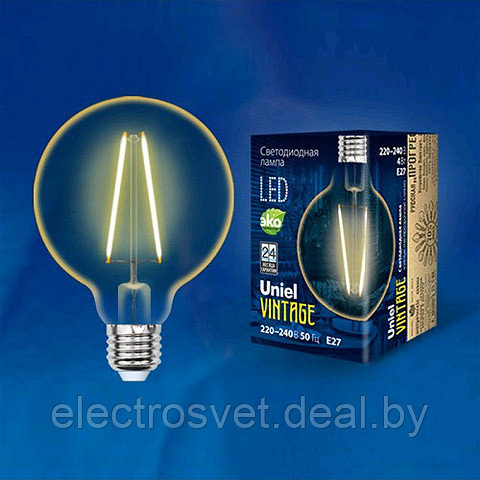 Лампа светодиодная LED-G95-4W/GOLDEN/E27 GLV21GO - фото 1 - id-p107691675