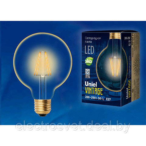 Лампа светодиодная LED-G95-6W/GOLDEN/E27 GLV21GO - фото 1 - id-p107691687
