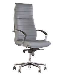 Кожаное кресло ИРИС хром для руководителя, дома и офиса, IRIS Chrome в коже ЭКО