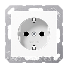 Розетка с заземлением "schuko", 16A // Jung - Eco-Profi (Цвет - Белый)