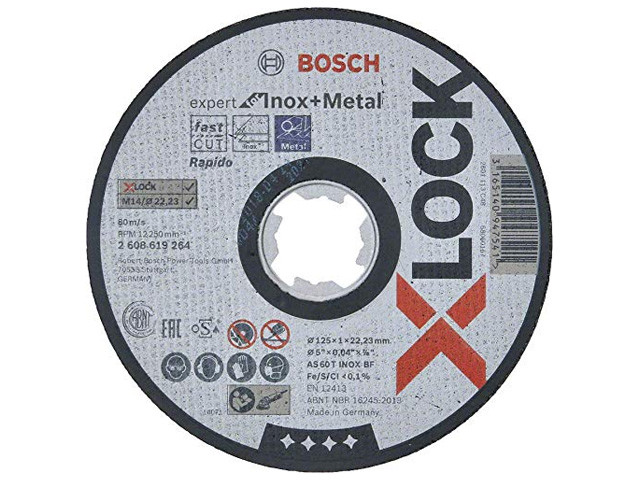 Круг отрезной 125х1.0x22.2 мм для нерж. стали X-LOCK Expert for Inox + Metal BOSCH (прямой)