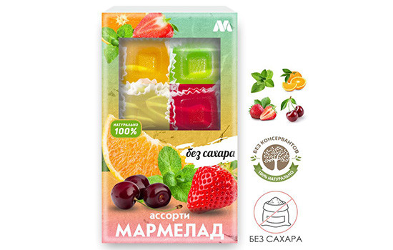 Мармелад без сахара Marme ассорти, 170 гр.