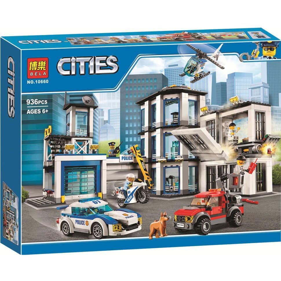 10660 Конструктор Bela Cities "Большой полицейский участок", 936 деталей, аналог Lego City 60141 в а