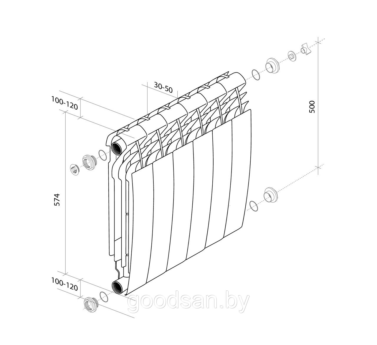 Радиатор ROYAL THERMO BILINER 500/90 биметалл цветной (серый, черный) - фото 4 - id-p52169448