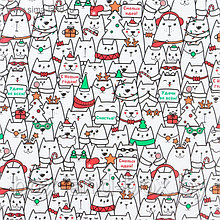 Бумага упаковочная крафтовая «Новогодние котики», 50 × 70 см