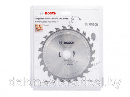 Диск пильный 200х32 мм 24 зуб. по дереву ECO WOOD BOSCH (твердоспл. зуб) 2608644379 (оригинал) - фото 1 - id-p107879016