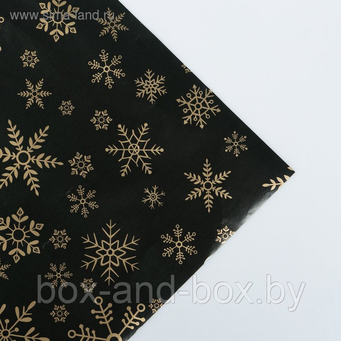 Бумага упаковочная глянцевая «Снежинки», золотая краска, 70 × 100 см - фото 2 - id-p107881280