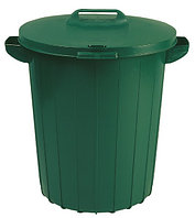Контейнер пластиковый для мусора 90 л зеленый с зеленой крышкой