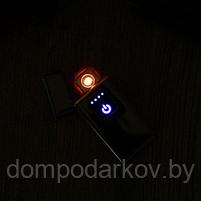 Зажигалка электронная "Люкс", USB, спираль, тёмный хром, фото 4
