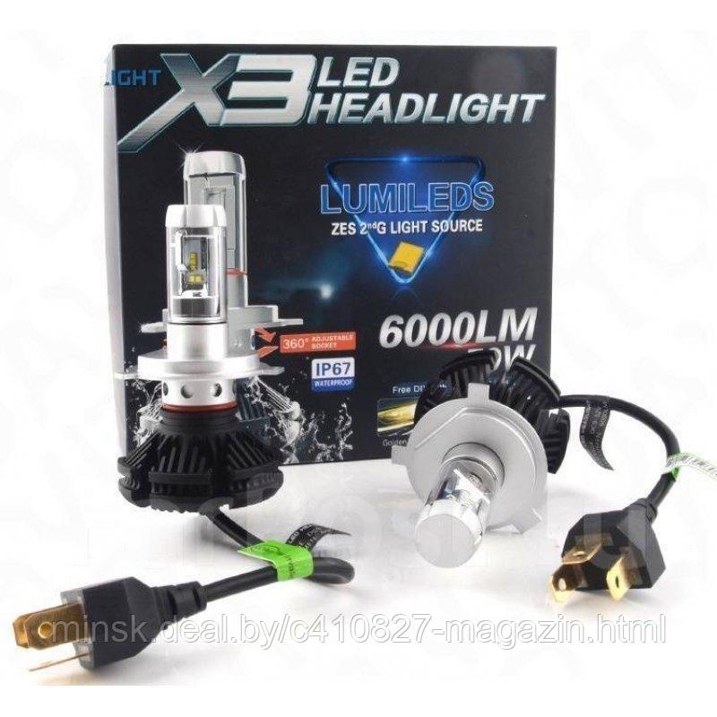 Светодиодные лампы X3 LED Lumileds ZES 9-32V 50W Н1, Н3, Н4, Н7, Н11... - фото 1 - id-p93736526