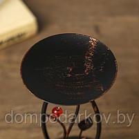 Подсвечник металл на 1 свечу "Веточка с красной ягодкой" чёрный 16,5х8,3х8,3 см, фото 3