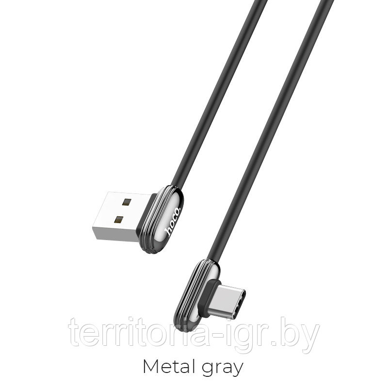 Дата-кабель U60 Type-C (1.2м) 3A. серый металлик Hoco - фото 2 - id-p107967285