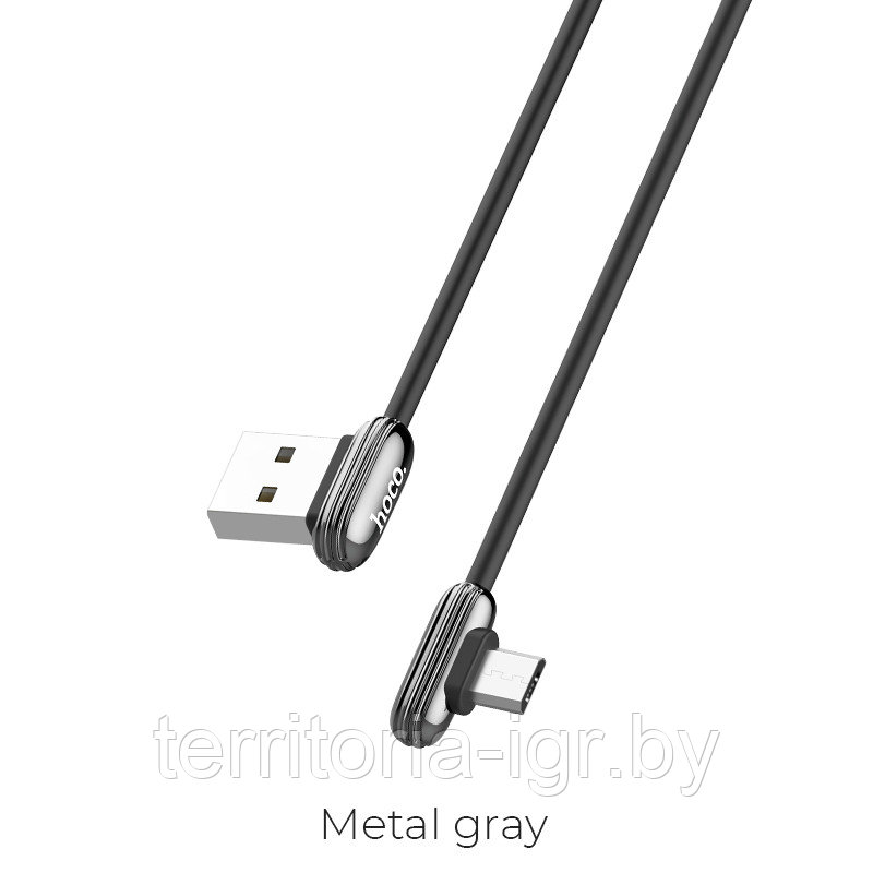 Дата-кабель U60 Micro USB (1.2м) 2.4A. серый металлик Hoco - фото 2 - id-p107972422