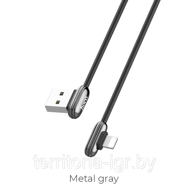 Дата-кабель U60 Lightning (1.2м) 2.4A. серый металлик Hoco - фото 2 - id-p107972871