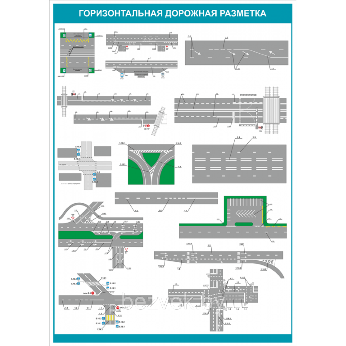 Плакат Горизонтальная дорожная разметка