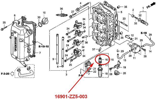 Фильтр топливный Honda BF 40-50-60 16901-ZZ5-003 - фото 2 - id-p108002690