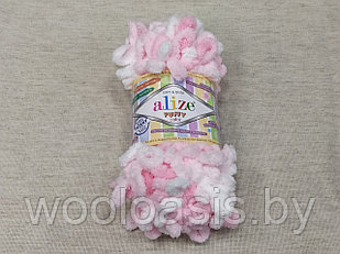 Пряжа Alize Puffy Color, Ализе Пуффи Колор, турецкая, плюшевая, 100% микрополиэстер, для ручного вязания (цвет 5863)