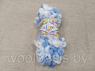 Пряжа Alize Puffy Color, Ализе Пуффи Колор, турецкая, плюшевая, 100% микрополиэстер, для ручного вязания (цвет 5865)