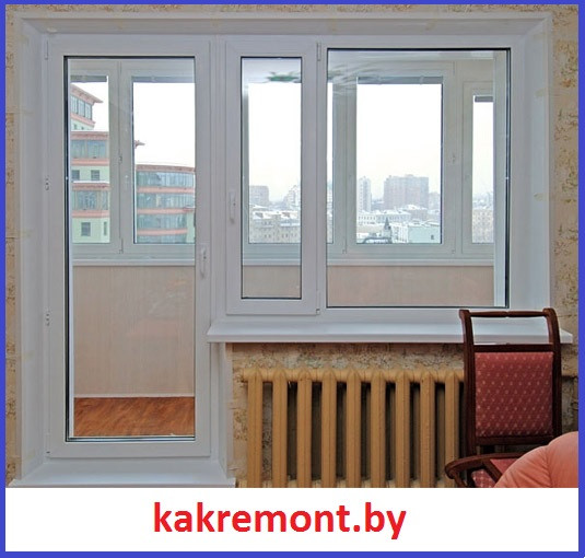 Балконный блок ( Выход на балкон с глухим окном ), дверь стекло, пластик+стекло - фото 3 - id-p70800507