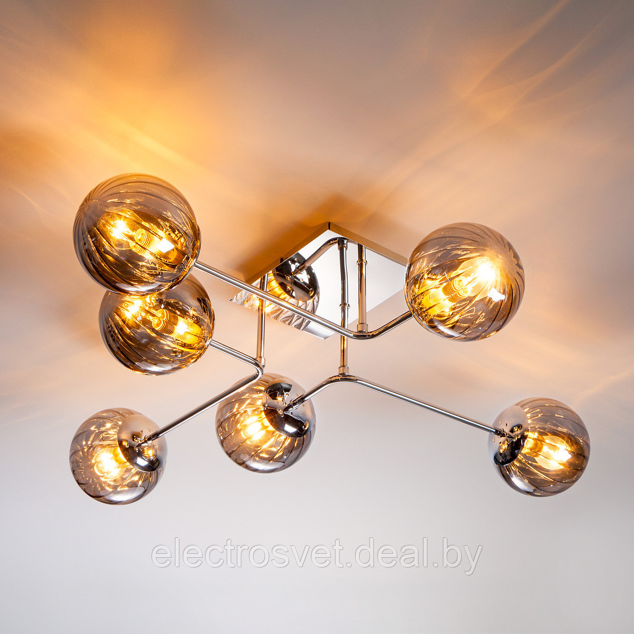 Потолочный светильник с круглыми стеклянными плафонами 30140/6 хром Evita - фото 4 - id-p108025382