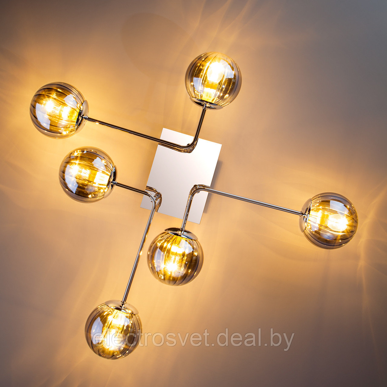 Потолочный светильник с круглыми стеклянными плафонами 30140/6 хром Evita - фото 5 - id-p108025382