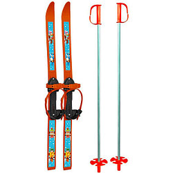 Лыжи детские с палками Вираж-спорт 100/100 см с креплением Цикл 7085-00
