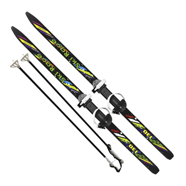 Лыжи подростковые Ski Race 130/100 см с палками и универсальным креплением Цикл на повседневную обувь 5234-00
