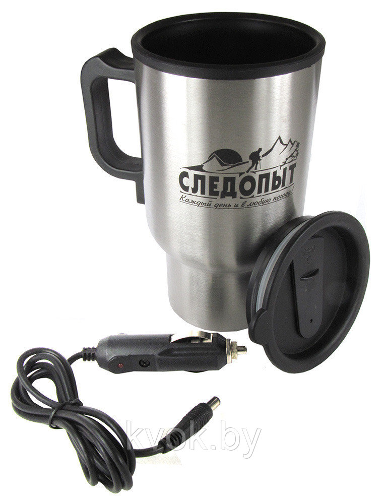 Автокружка СЛЕДОПЫТ 0.5л с подогревом от прикуривателя пластиковая колба PF-CWS-P19