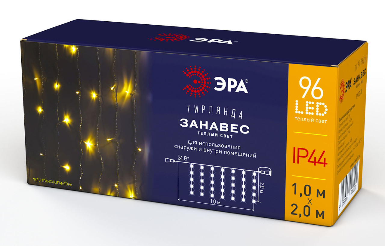 Гирлянда светодиодная ЭРА ENOZ-2B LED Дождь/Занавес 1 м*2 м теплый свет, 24V, IP44 - фото 1 - id-p108078787