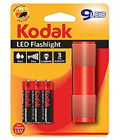 Фонарик Kodak 9-LED + 3 батарейки AAA (444) черный Красный