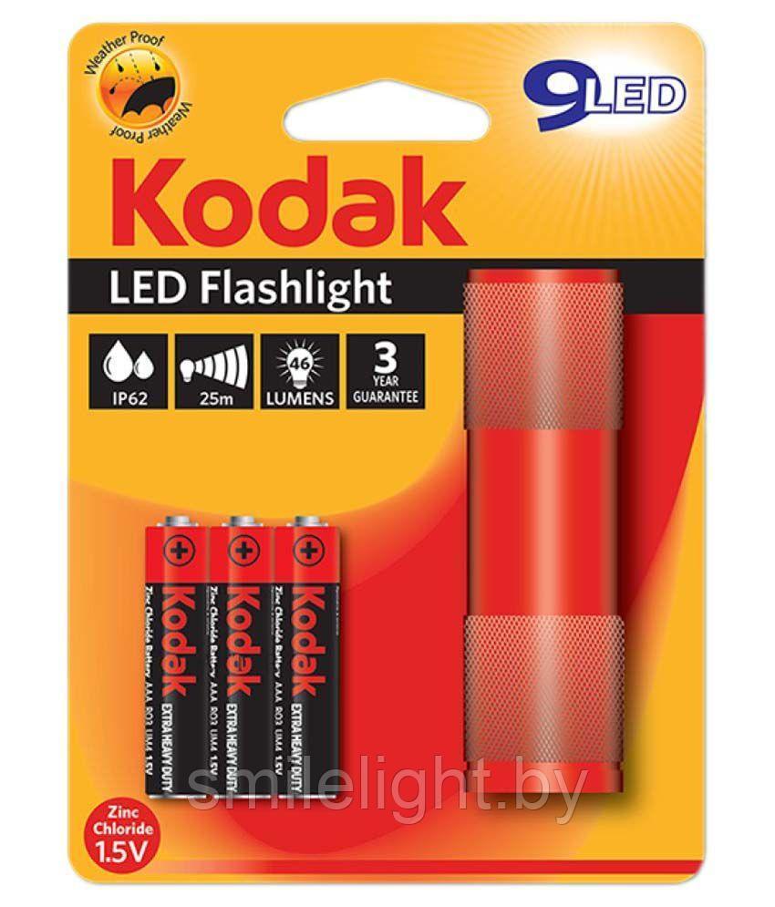 Фонарик Kodak 9-LED + 3 батарейки AAA (444) черный Красный - фото 1 - id-p69187600