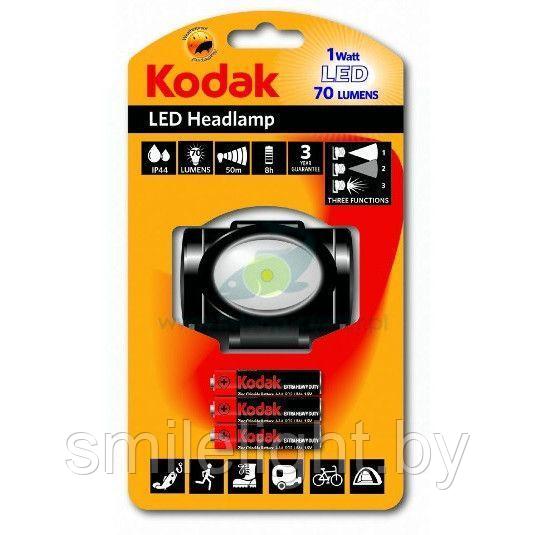 Kodak LED 1W головной фонарик  Черный + 3 батарейки AАA (861)