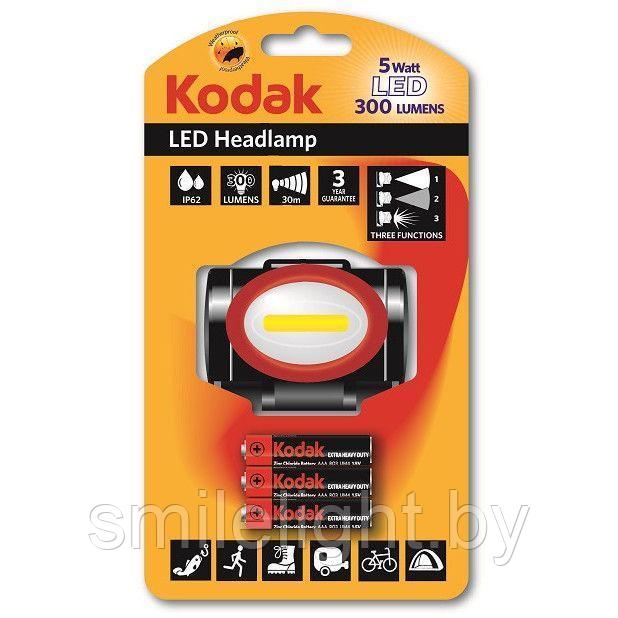 Kodak LED 5W головной фонарик  Красный Headlamp 300 + 3 батарейки AАA (878)
