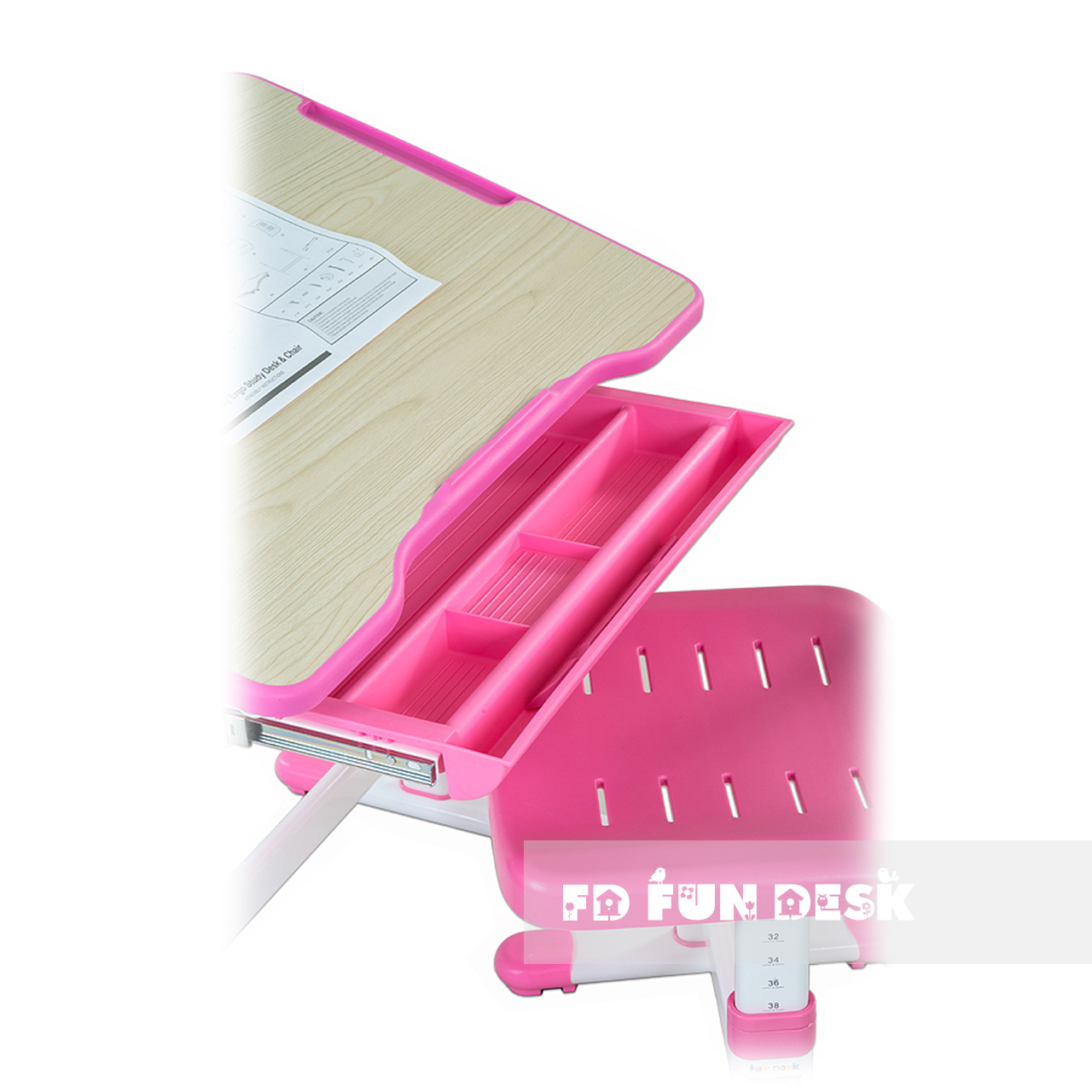 Растущая парта и стул транформер Fun Desk Bambino Pink - фото 5 - id-p108080140
