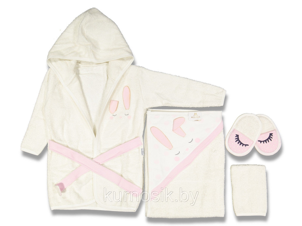 Подарочный набор халат+полотенце для девочки "Глазки"  5 предметов арт.3873