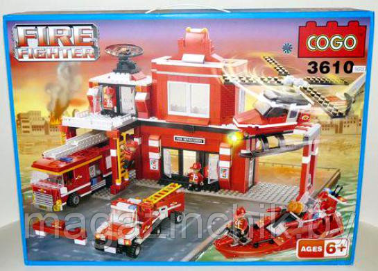 Конструктор Пожарная часть Fire fighter 3610 COGO 842 детали аналог ЛЕГО (LEGO)