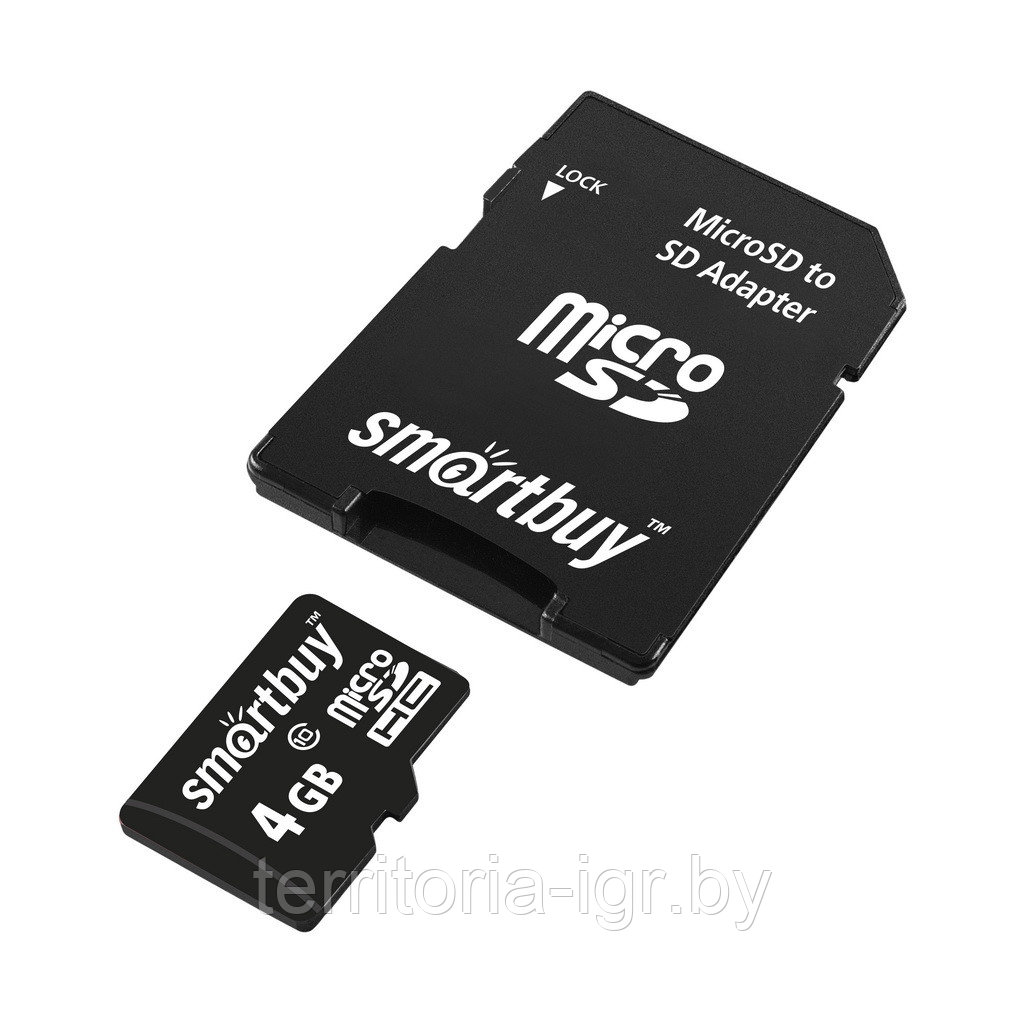 Карта памяти 4Gb Class 10 micro SDHC SB4GBSDCL10-01 (с адаптером SD) Smartbuy - фото 2 - id-p108251371