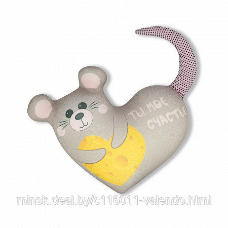 Антистрессовая игрушка "Мышь Валентинка", 26*24 см