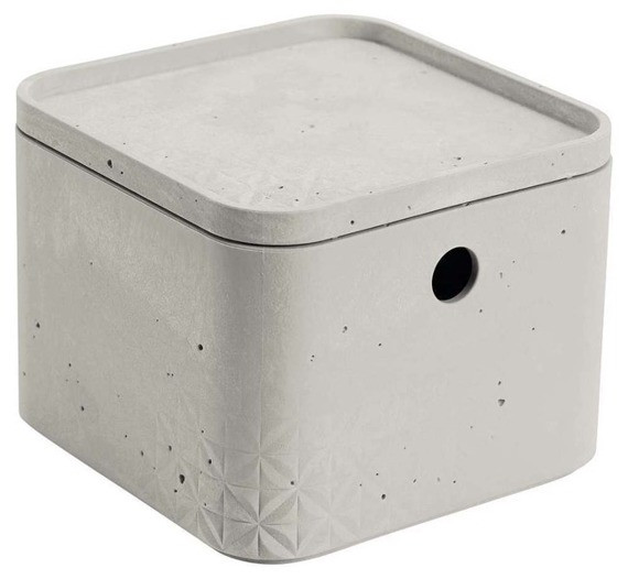 Коробка квадратная с крышкой XS Beton 3L, серый - фото 1 - id-p107804858