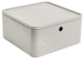 Коробка квадратная с крышкой L Beton 8,5L, серый