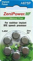 Слуховая батарейка Zenipower A675P Cochlear Implant