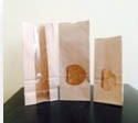 Бумажный двухслойный пакет крафт с прямоугольным дном и окном 100*60*200 мм