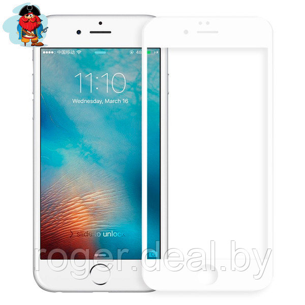 Защитное стекло для Apple iPhone 6s Plus 5D (полная проклейка), цвет: белый - фото 1 - id-p92972063