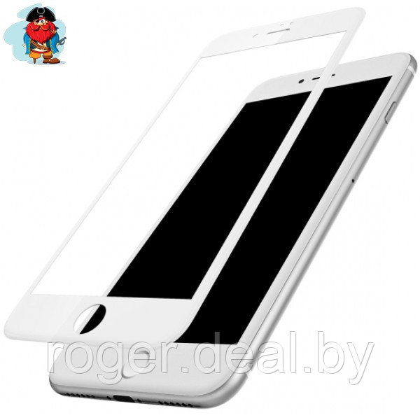 Защитное стекло для Apple iPhone 6 Plus, 5D (полная проклейка), цвет: белый - фото 1 - id-p92972305