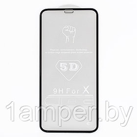 Защитное стекло 9D (дополнительное самоклеющееся) на экран Iphone X/XS/11Pro Черное