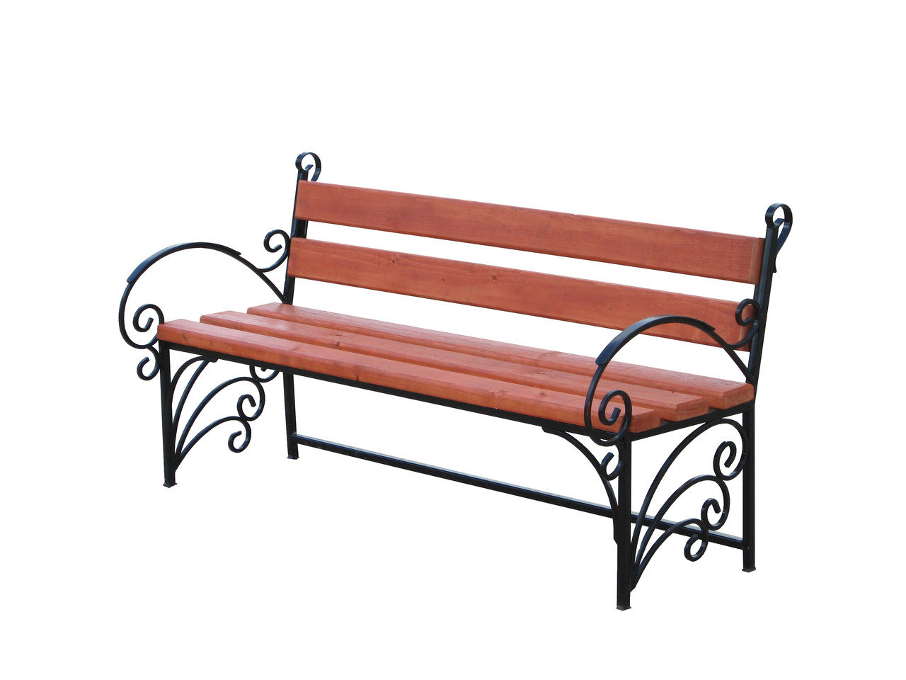 Кованая скамейка с завитками №2