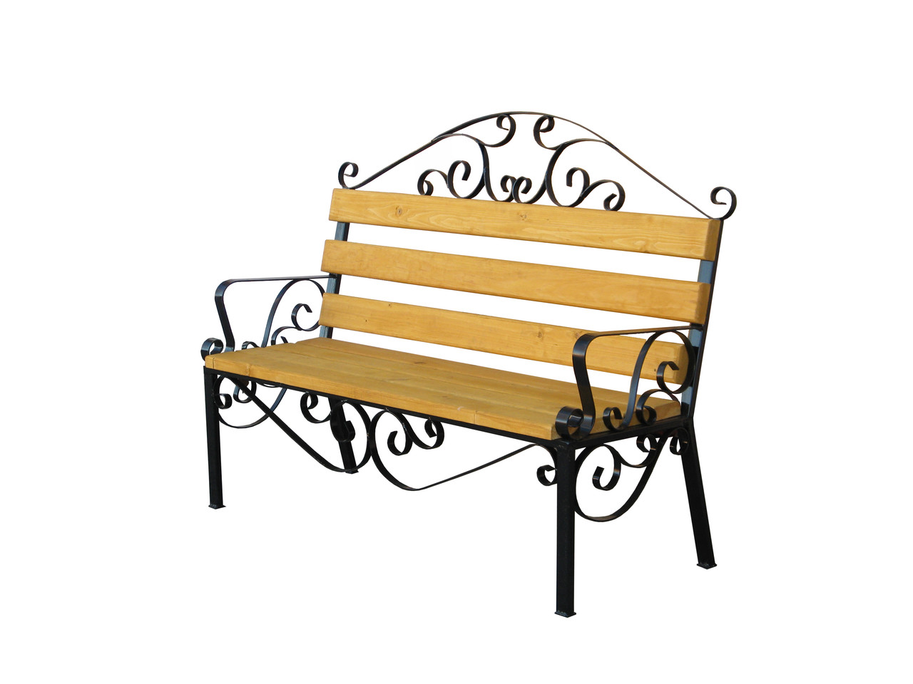 Деревянная скамейка с элементами ковки №5 - фото 1 - id-p108476263
