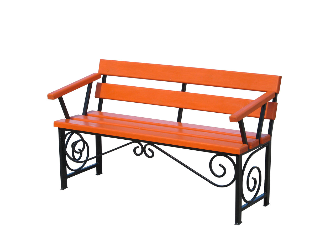 Кованая скамейка с подлокотниками  №11