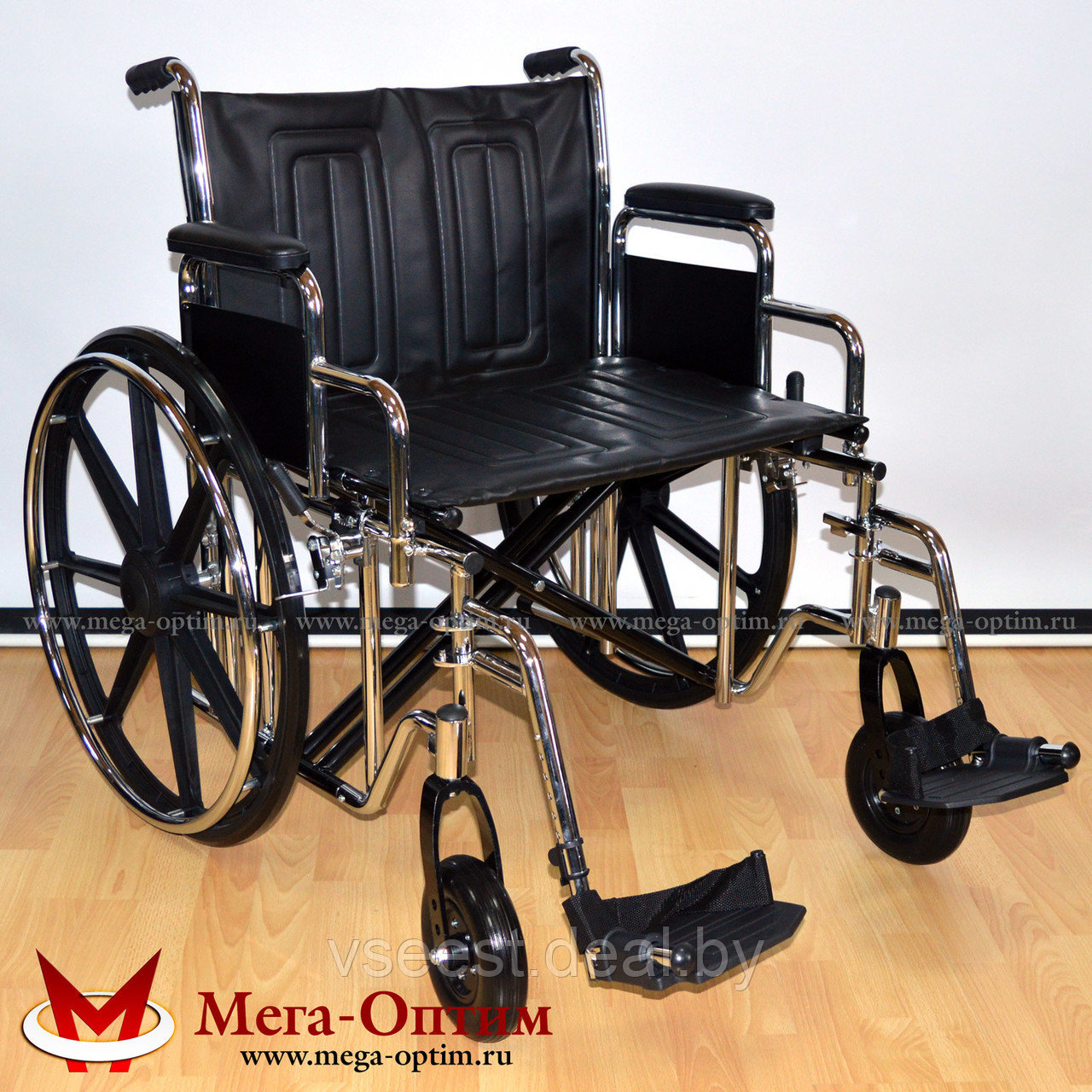 Инвалидное кресло-коляска 711AE повышенной грузоподъемности (кожзам) Под заказ 7-8 дней - фото 5 - id-p85195486